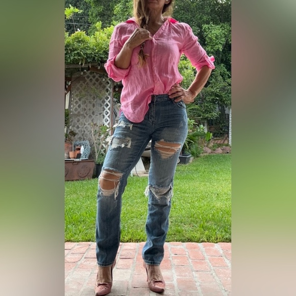 Pistola Womens Ripped Distressed Cuff Jeans Size 26 medium Wash - Picture 1 of 12